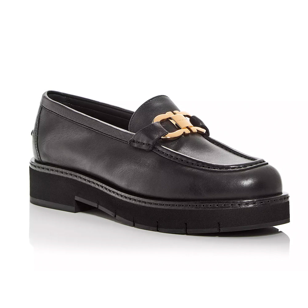 Salvatore Ferragamo Black Leather Slip-On Loafers with Lug Sole 0400019538090_NERO?wid=600&hei  main image 2