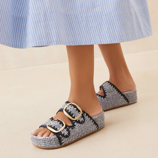 Loeffler Randall - Theo Blue Raffia Footbed Sandal
