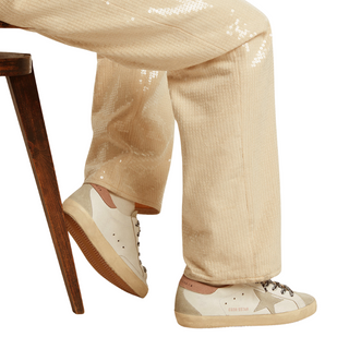 Golden Goose - Women's Super Star with ice-gray star and pink lizard-print heel tab