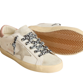 Golden Goose - Women's Super Star with ice-gray star and pink lizard-print heel tab