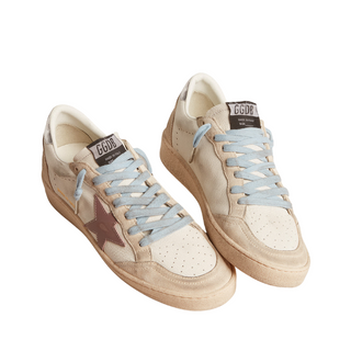 Golden Goose - Women's Ball Star in nylon and leather with pink and light blue star and beige heel tab