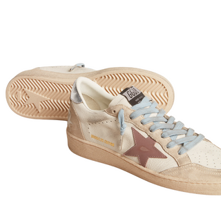 Golden Goose - Women's Ball Star in nylon and leather with pink and light blue star and beige heel tab