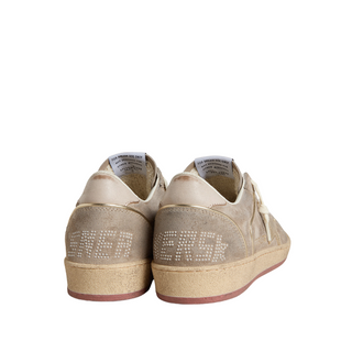 Golden Goose - Women's Ball Star in beige suede with gold metallic leather star and bead lettering