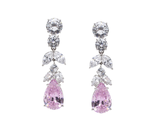Fantasia by DeSerio - ROUND AND PEAR SHAPE DROP EARRING EF716-PK-CZ