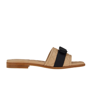 Salvatore Ferragamo - Quilted slide with Vara bow in New Bisque (Women's)