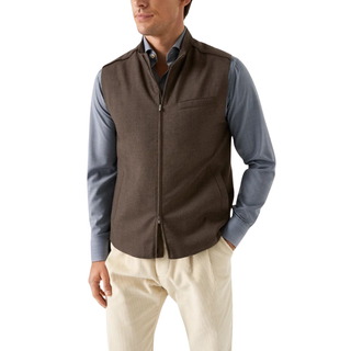 ETON - Wool Flannel Vest Brown