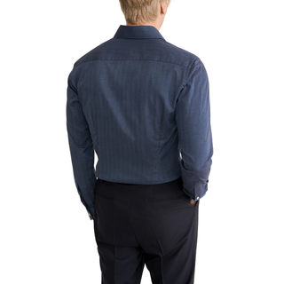 Eton - Solid Signature Flannel Shirt in Dark Blue