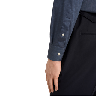 Eton - Solid Signature Flannel Shirt in Dark Blue