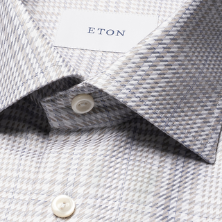 Eton - Bold Check King Twill Shirt in White/Grey