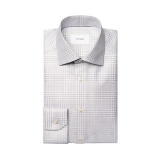 Eton - Bold Check King Twill Shirt in White/Grey