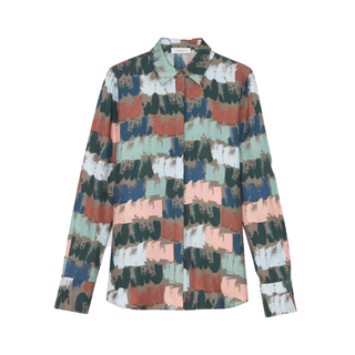 Lafayette 148 - Painter's Palette Print Silk Twill Button Blouse