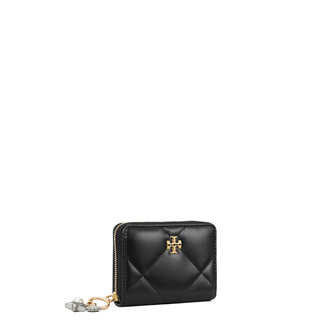 Tory Burch - Kira Charm Diamond Quilt Small Zip Around Wallet Black
