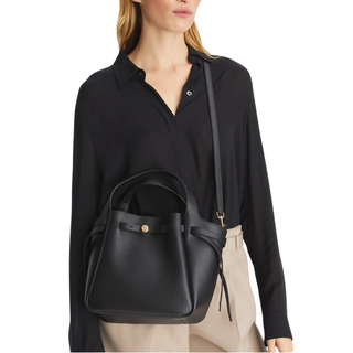 Tory Burch - Romy Pebbled Satchel Black Handbag