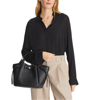 Tory Burch - Romy Pebbled Satchel Black Handbag