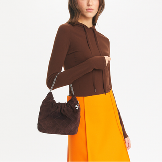 Tory Burch - Mini Fleming Soft Suede Hobo Bag Licorice