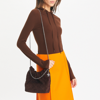 Tory Burch - Mini Fleming Soft Suede Hobo Bag Licorice