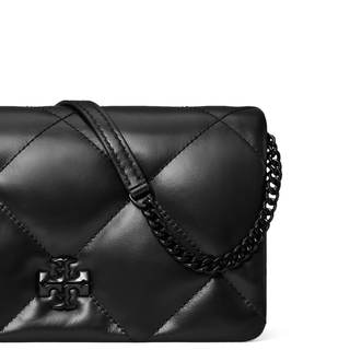 Tory Burch - Kira Diamond Quilt Powder Coated Chain Wallet Black