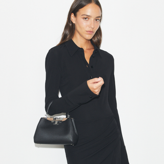 Tory Burch - Eleanor Pebbled Mini Satchel Black