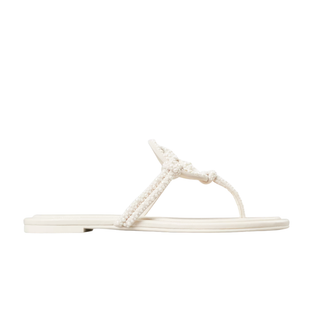 Miller Knotted Pearl Sandal in Light Cream
