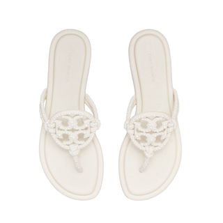 Miller Knotted Pearl Sandal in Light Cream