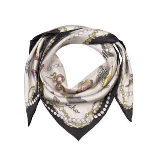 Bejeweled Silk Series 35" Scarf in Cream