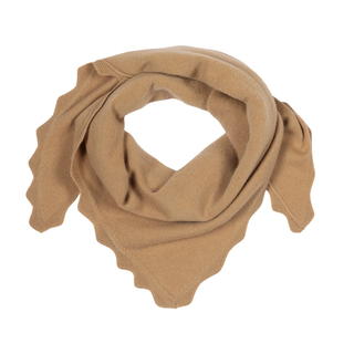 Scallop Knit Triangle in Camel Heather