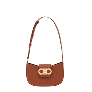 Salvatore Ferragamo - Double Gancini mini shoulder bag in Cognac