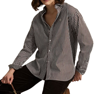 Polo Ralph Lauren - Stripped Long Sleeve Blouse Darkbrown/White