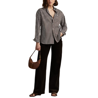 Polo Ralph Lauren - Stripped Long Sleeve Blouse Darkbrown/White