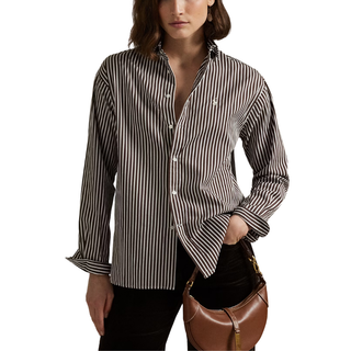 Polo Ralph Lauren - Stripped Long Sleeve Blouse Darkbrown/White