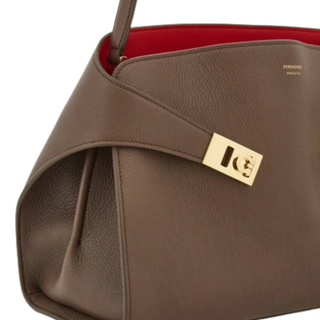 Ferragamo - Hug soft bicolor shoulder bag (M) in Clay/Flame Red
