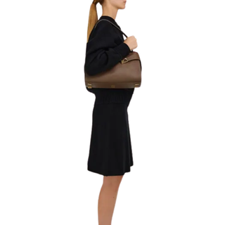 Ferragamo - Hug soft bicolor shoulder bag (M) in Clay/Flame Red