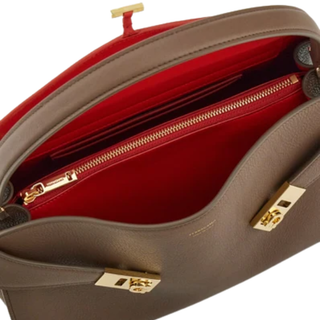 Ferragamo - Hug soft bicolor shoulder bag (M) in Clay/Flame Red