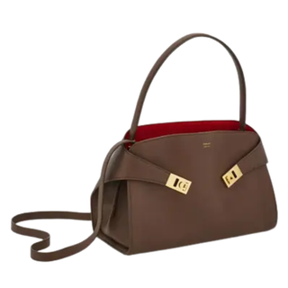 Ferragamo - Hug soft bicolor shoulder bag (M) in Clay/Flame Red