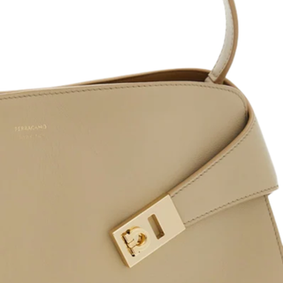 Ferragamo - Hug soft bicolor shoulder bag (M) in Stone/Burnt Ocher
