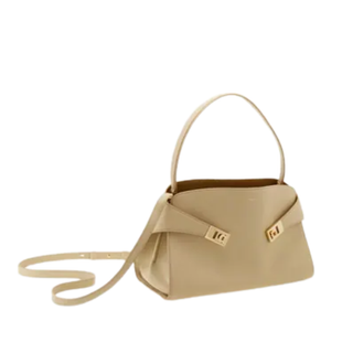 Ferragamo - Hug soft bicolor shoulder bag (M) in Stone/Burnt Ocher