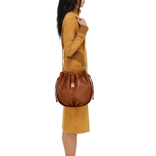 Salvatore Ferragamo - Hug drawstring bucket bag in Naturale