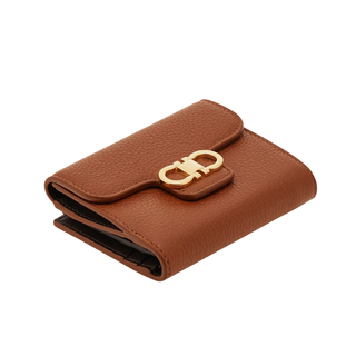 Ferragamo - Double Gancio Grainy French Wallet Newcognac/Brown