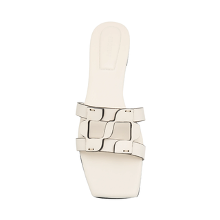 Jonathan Simkhai - Women's Leather Monogram Flat Slide Sandals in Ivory