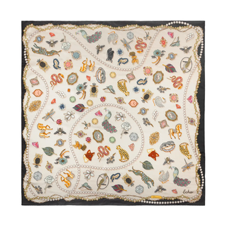Bejeweled Silk Series 35" Scarf in Cream