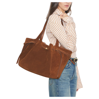 Tory Burch - Large Romy Suede Tote in Caramel