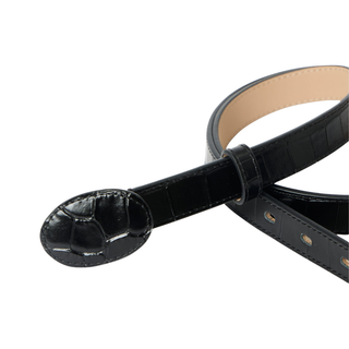 June Croco Leather Belt in Black