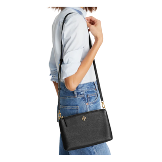Tory Burch - Mercer Pebbled Zip Crossbody Bag in Black