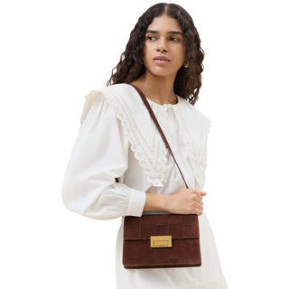 Loeffler Randall - Delphine Espresso Woven Suede Crossbody