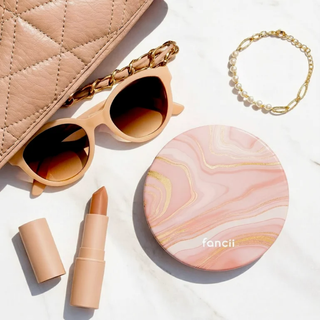 Taylor LED Compact Mirror in Marble Rosé