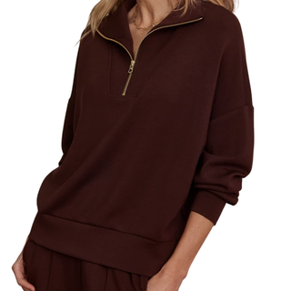 Women's Hawley Half-Zip Sweat in Chocolate Walnut