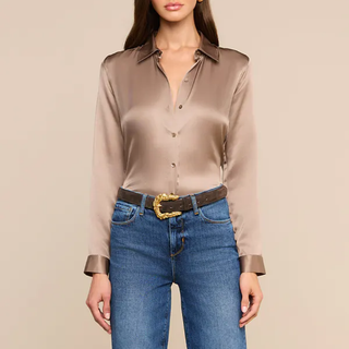 L'Agence - Tyler Silk Blouse in Light Cardamom