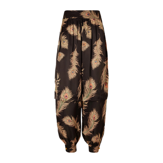 Zimmermann - Valiant pleated printed silk-satin tapered pants