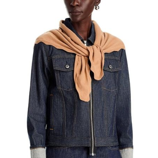Scallop Knit Triangle in Camel Heather