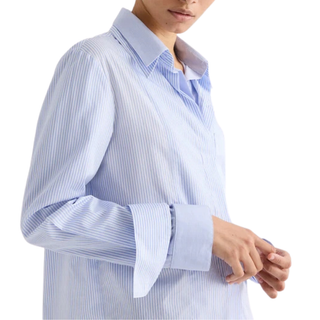 TWP - Double Layer Boyfriend Shirt in White/Blue